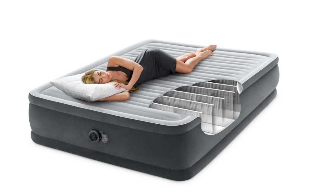 Materac łóżko do spania dwuosobowy z pompką 203x152 cm INTEX POKROWIEC