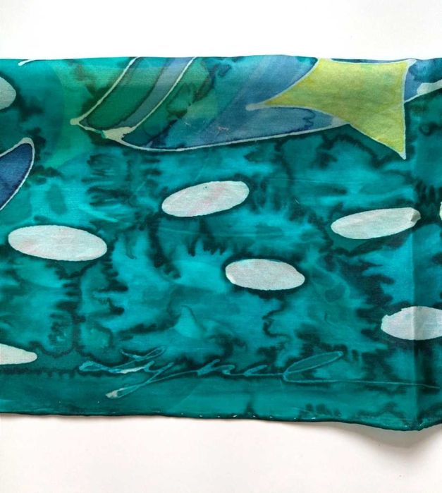 Szalik chustka w Ryby 100% Jedwab