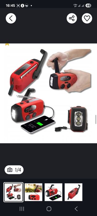 Radio tranzystorowe solarne Powerbank korbka 3 w 1