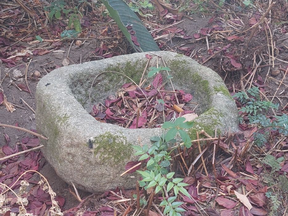Pia  antiga em pedra rústica