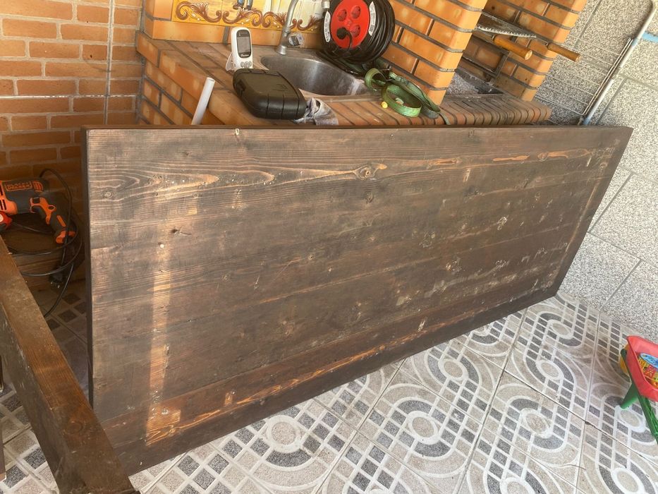 Mesa de Jardim em Madeira + 2 Bancos | 8 Pessoas+ 2 opcional  | 222 cm