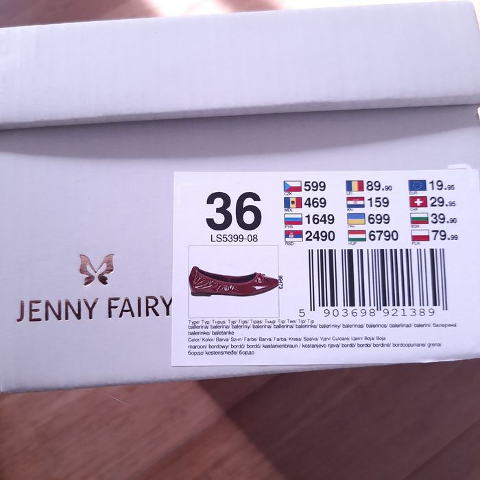 Baleriny lakierki bordowe r.36 nowe