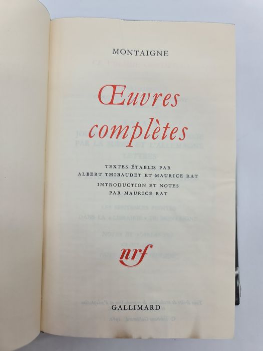 Livro Oeuvres Completes de Montaigne  - em francês - Portes Incluídos