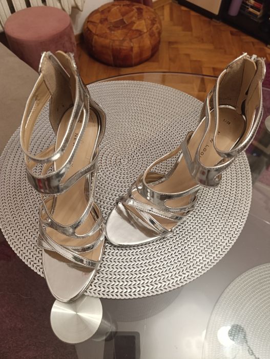 Piękne srebrne szpilki sylwester wesele 38/5