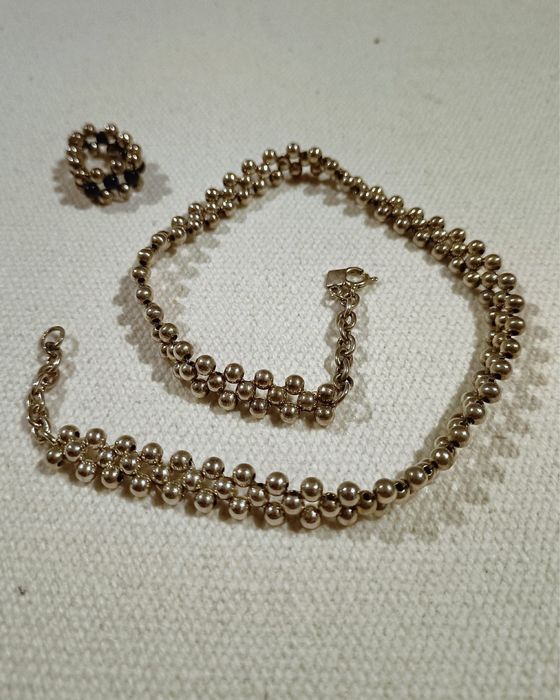 Conjunto gargantilha e anel de prata