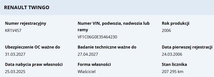 Twingo 1.2  przestronna żabka, OC do 31.03.2027