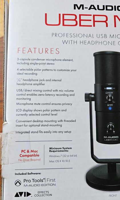 Microfone Condensador M-Audio Uber Mic com Manuais e Acessórios