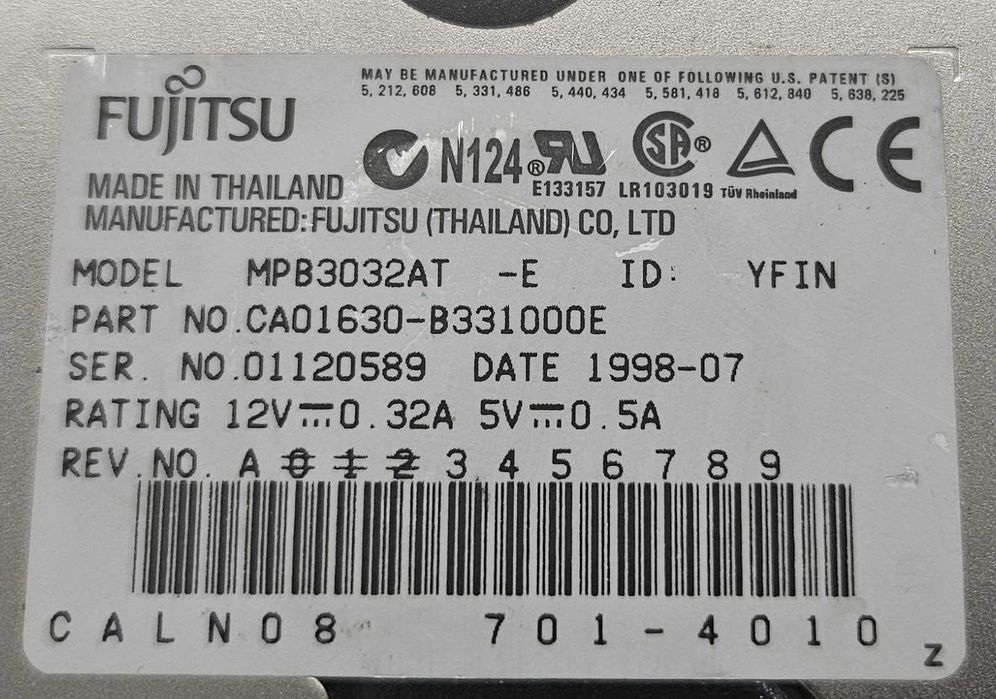 Dysk HDD Fujitsu 3,24GB IDE/ATA Retro