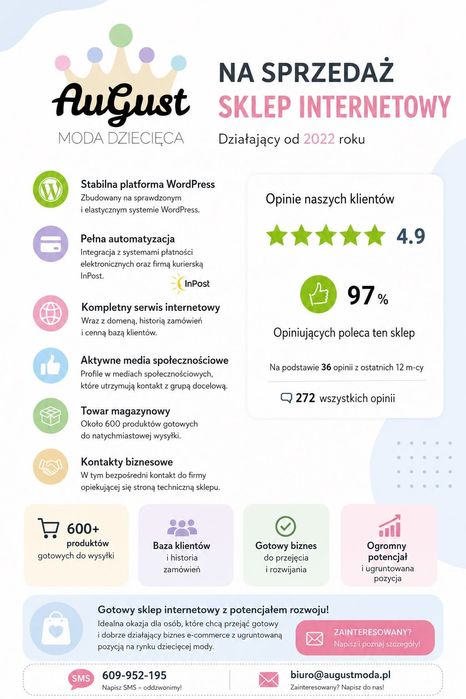 Sprzedam sklep internetowy z odzieżą dziecięcą
