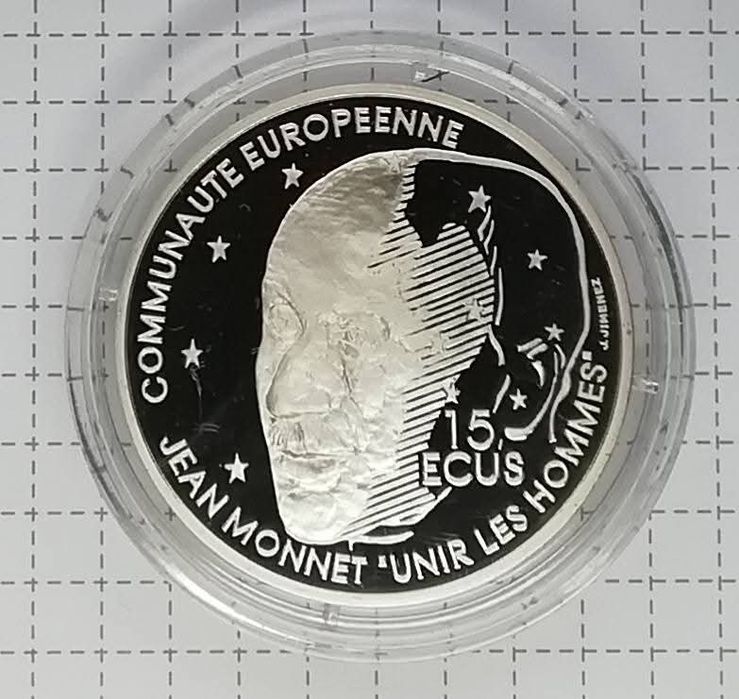 Франція 100 франків 1992р. Жан Монне (15 ЕКЮ). СРІБЛО. Пруф.