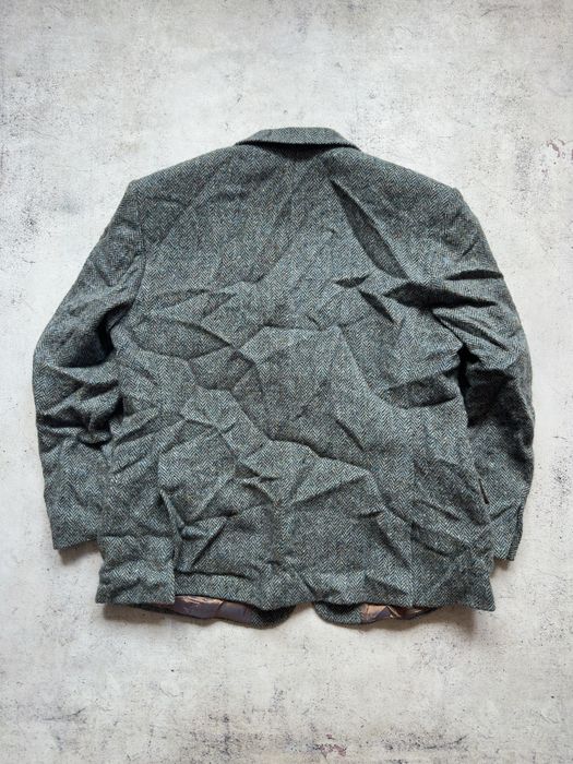 Винтажный серый шерстяной пиджак Harris Tweed оригинал Размер М
