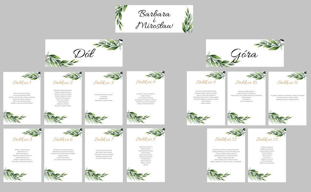 Rozpiska gości weselnych RUSKUS