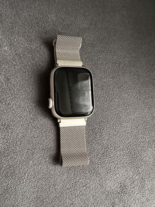 Apple Watch Series 9 41mm Starlight + Bransoleta UNIQ Mesh | Zestaw