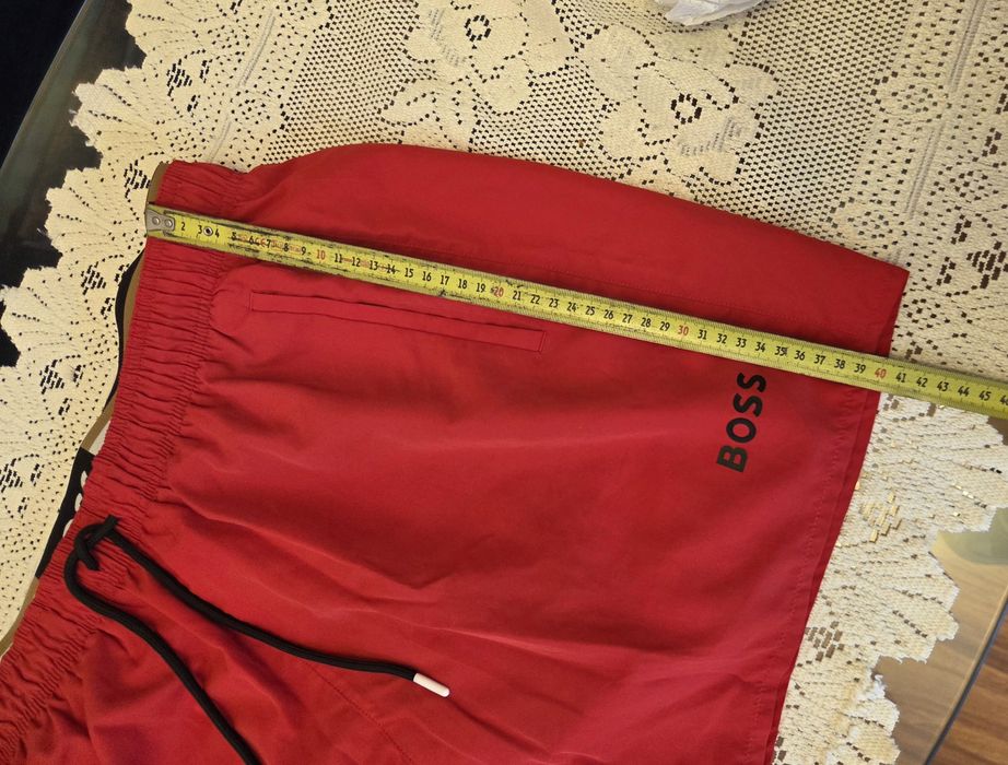 Czerwone Kąpielówki Szorty BOSS Podwójny Pas Logo XL