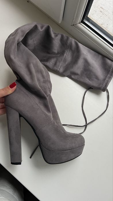 Сапоги-чулки серые