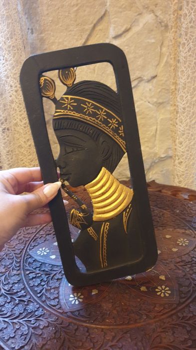 Nowa drewniana czarna złota dekoracja obraz boho Hampton hit wyprzedaż