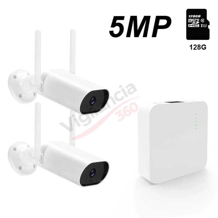 Sistema de Vigilância WiFi Sem Fios | 2 Câmaras 3MP | Exterior NOVO