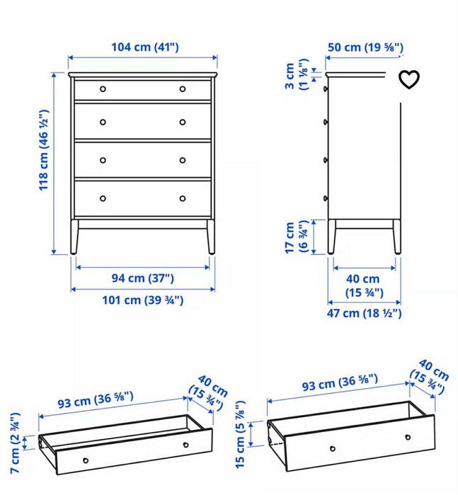 Cómoda c/ gavetas branca