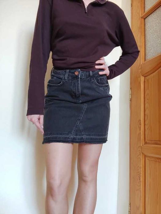 Ciemnoszara spódnica jeansowa damska xs s