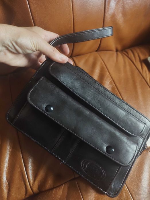 Made in italy męska saszetka torebka z naturalnej skóry vintage