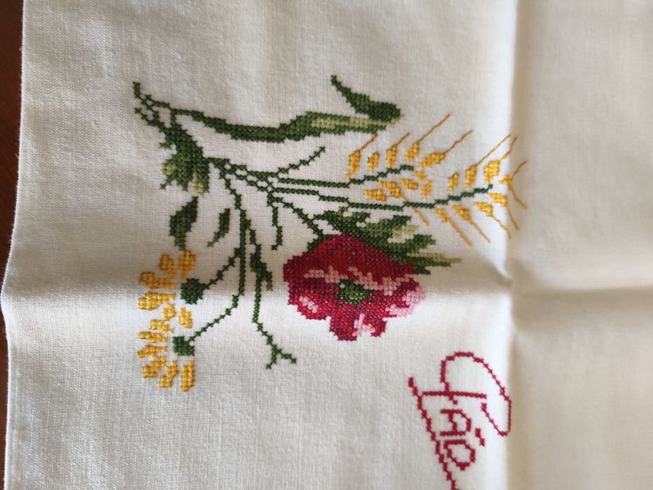 Sacos para pão bordados ponto cruz