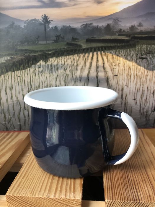 Kubek emaliowany baryłka Olkusz granatowy