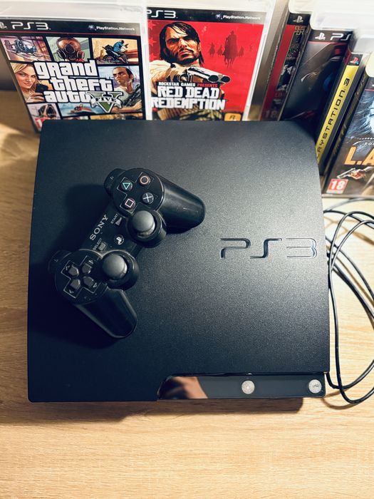PS3 Slim 350gb +jogos +comando original +fios