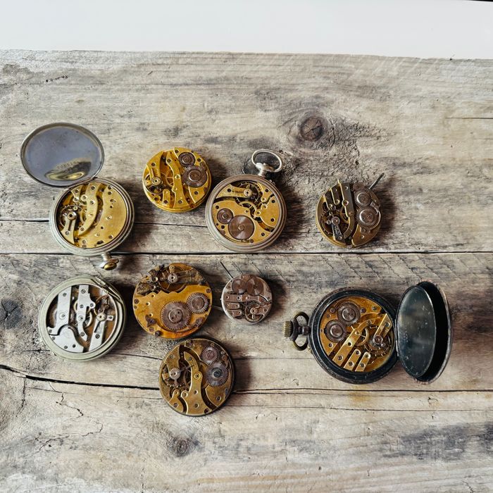 Zestaw starych zegarków kieszonkowych  werki, do naprawy / na części