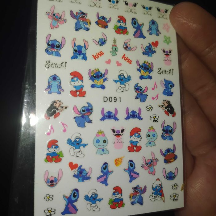 Мультяшные наклейки для ногтей. 3D слайдеры для маникюра Stitch. Стич