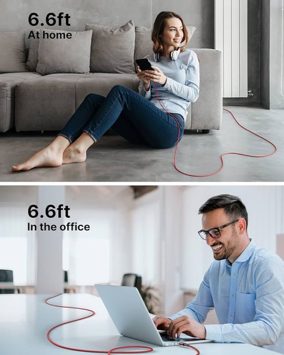 JSAUX Kabel USB C na USB C, 2 sztuki, 2m, 100 W