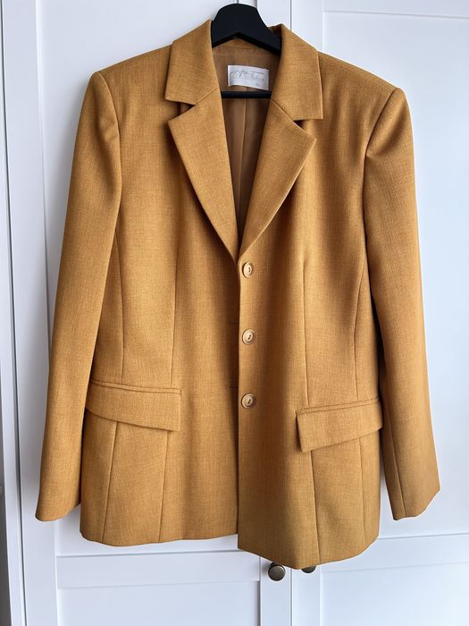 Elegancki garnitur komplet damski  XL/42 musztardowy