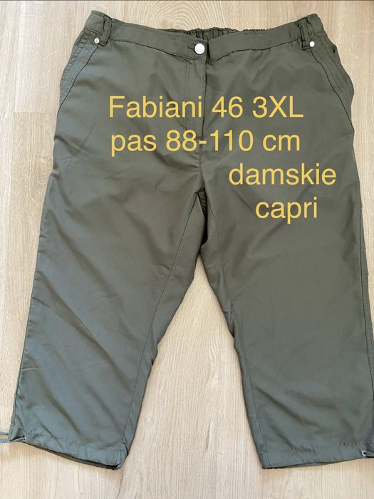 Fabiani 46 3XL ciemno zielone khaki damskie spodenki spodnie capri Vintage