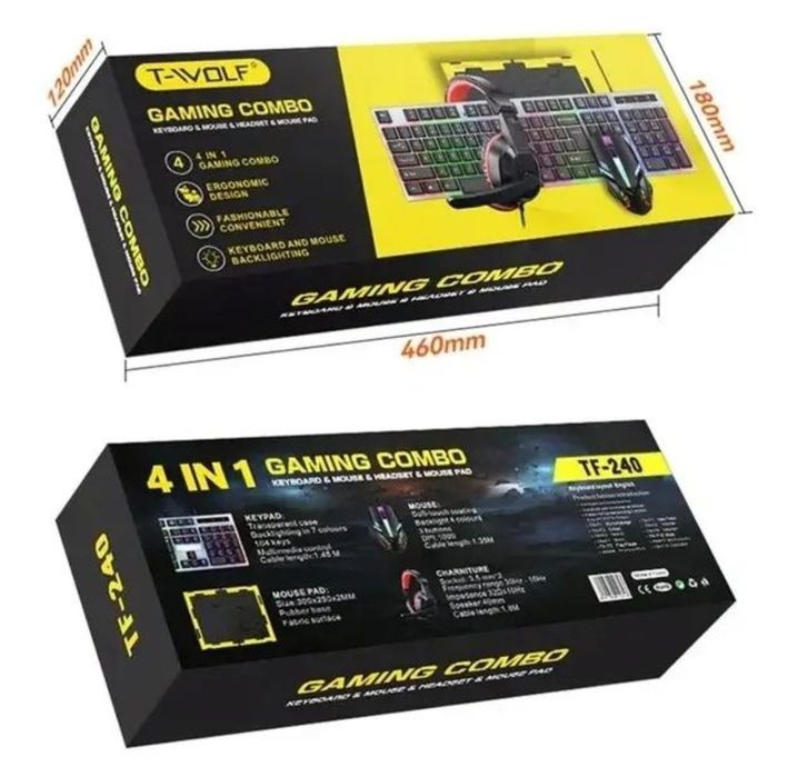 ‼️Знижка‼️ Геймерський комп'ютерний комплект 4в1 T-Wolf TF240‼️Акція‼️