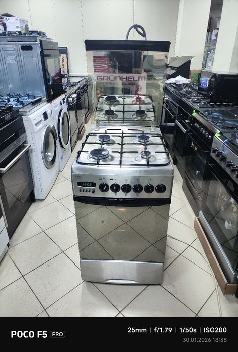 Газова плита з Електричною духовкою сталь нержавійка 50 см ширина