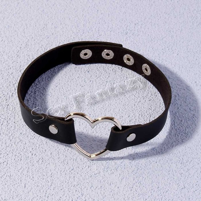 Чокер кожаный с сердечком, ошейник, сексуальное белье еротична білизна