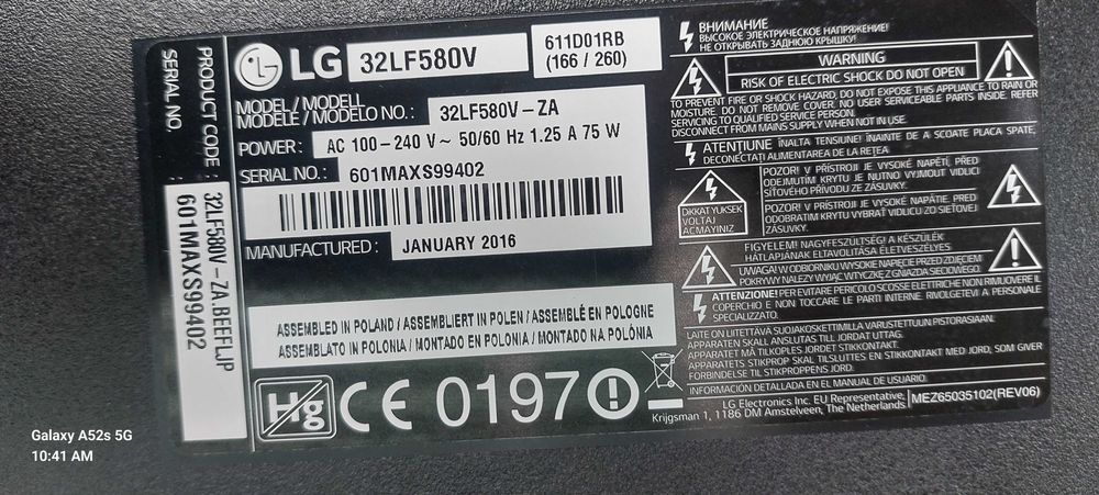 Telewizor LG 32 LG32LF580V + dekoder Dvb dt2 Republika
