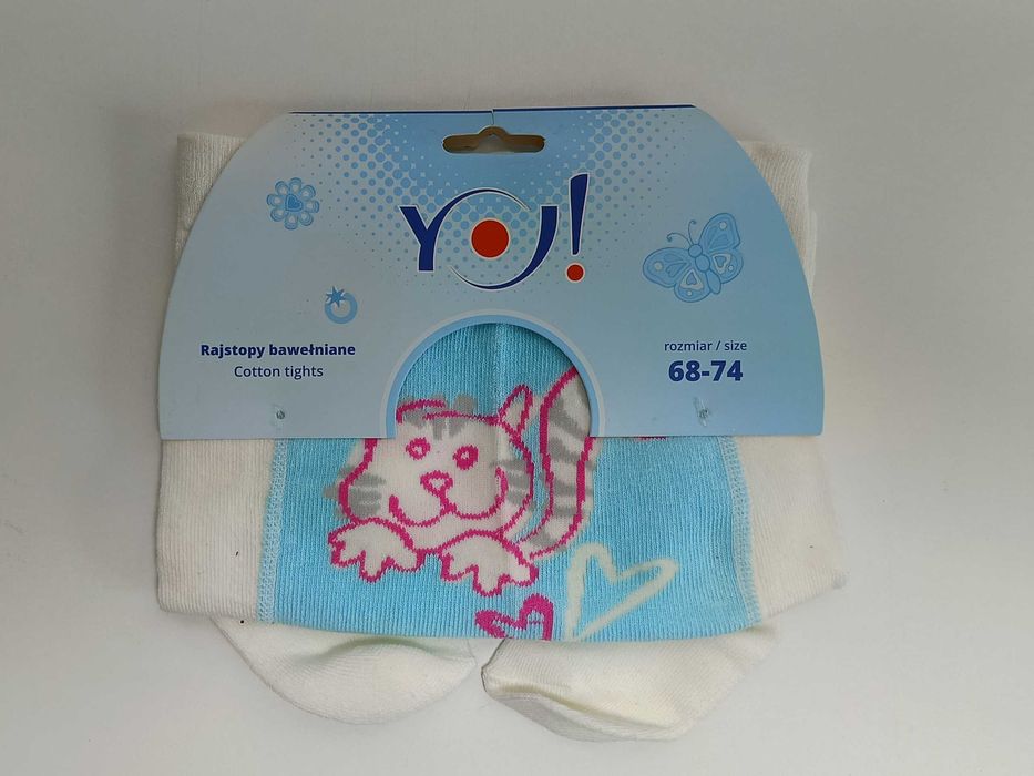 Rajstopy wzorzyste bawełniane 68-74 CM CAT