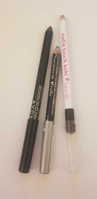 zestaw 3 kredek do oczu Loreal My Secret Avon Eyeliner czarne i brąz