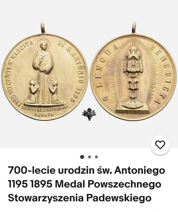 Medal św. Antoni Padewski jubileusz 700 lecia urodzin