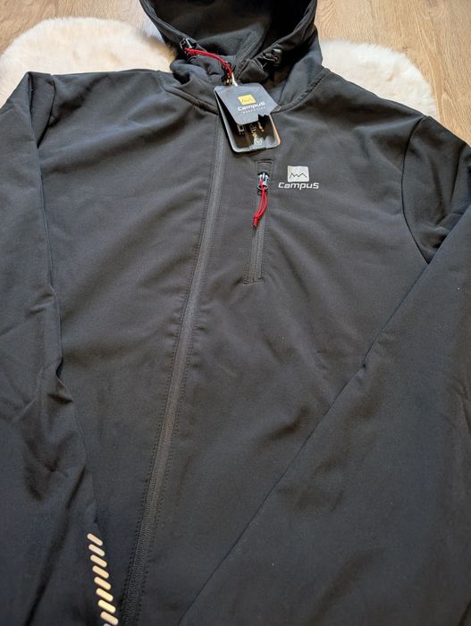 Kurtka Męska Softshell Campus Essential czarna rozmiar L z kapturem