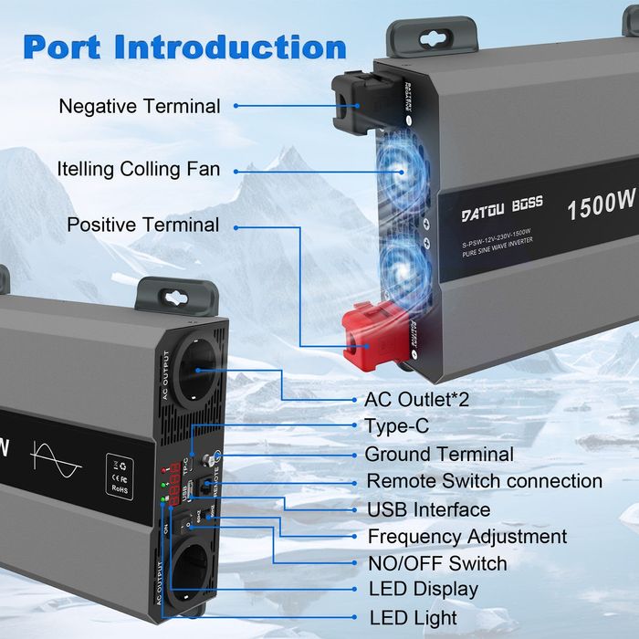 Інвертор DATOUBOSS 1500 Вт з чистим синусом