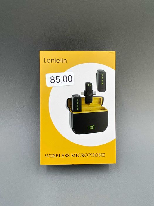 Bezprzewodowe mikrofony krawatowe Lanlelin 2 szt. + etui ładujące
