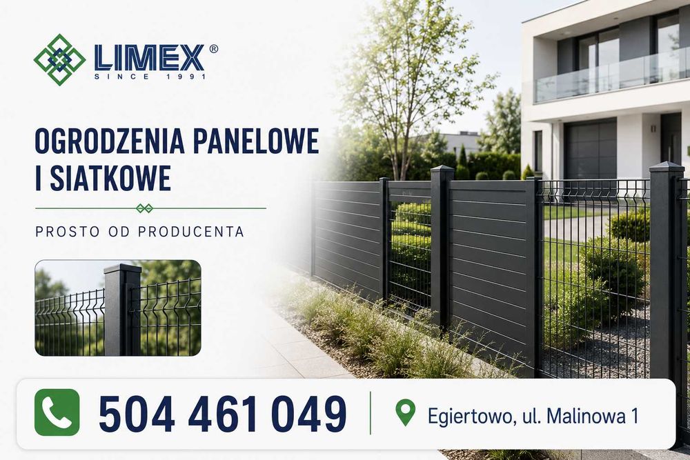 Ogrodzenie panelowe 120 cm panel+słupek+obejma+podmurówka LIMEX