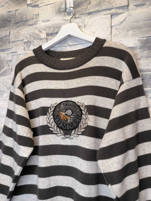 Sweter Atenzione Carlo Colucci Vintage Logo Paski Brązowy
