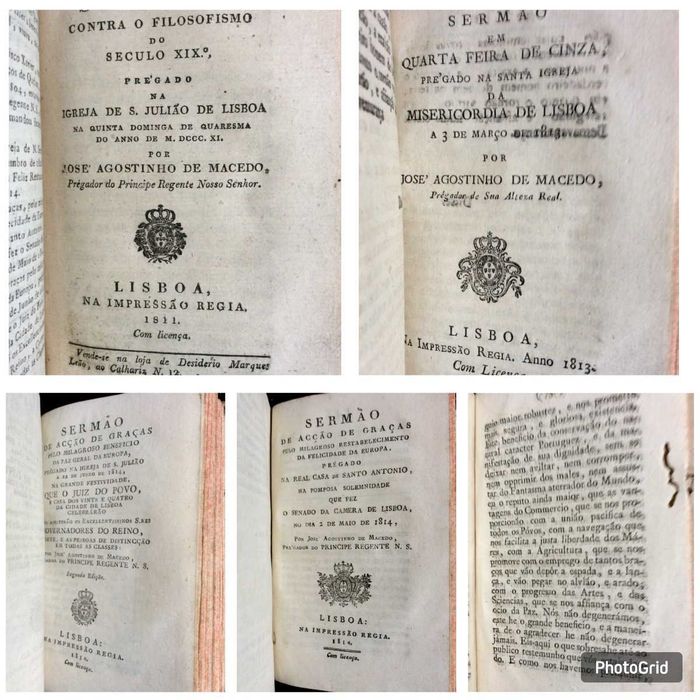Lote com 10 Sermões raros encadern em 1 volume. José Agost. de Macedo.