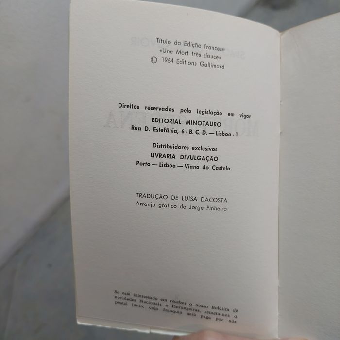 Morte Serena, Simone de Beauvoir, Editorial Minotauro