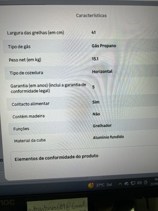 Grelhador a gas Weber