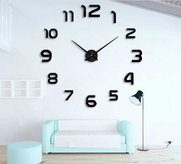 АКЦИЯ!Настенные 3D часы 120 см большие черные ZH002.СПЕШИ!