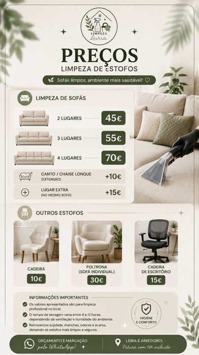 Limpeza Profissional de Sofás, Colchões e Estofos