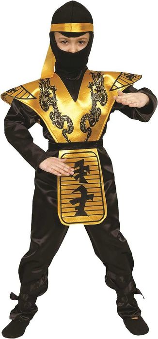 Dress Up America Złoty kostium ninja - kostium wojownika samuraja